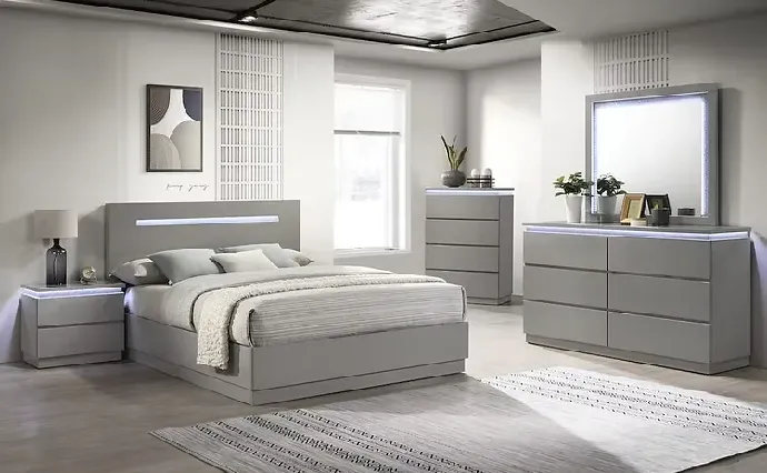 6Pc Bedroom Set With Dresser, Mirror, Chest, Nightstands