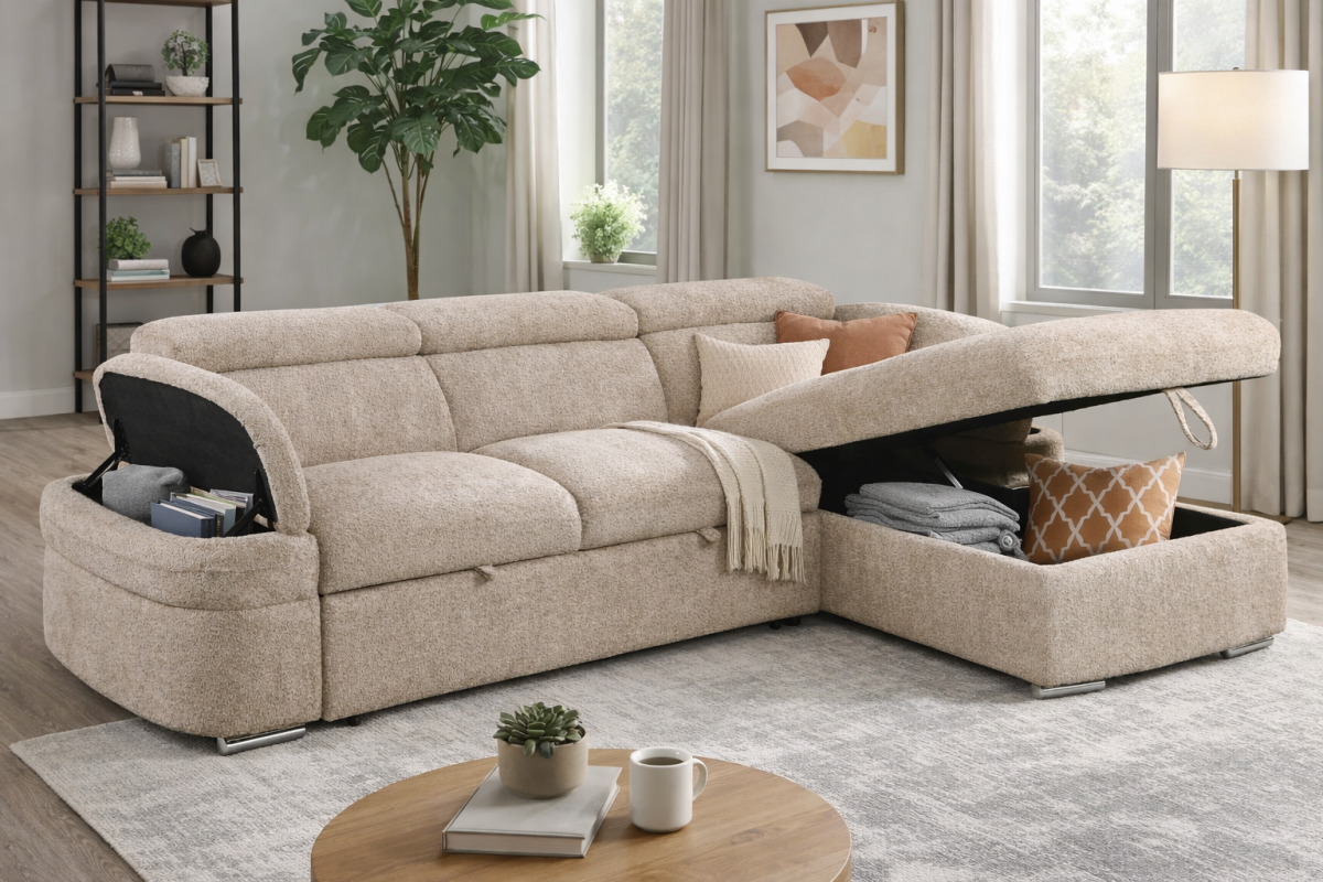 RHF SECTIONAL SLEEPER - BEIGE