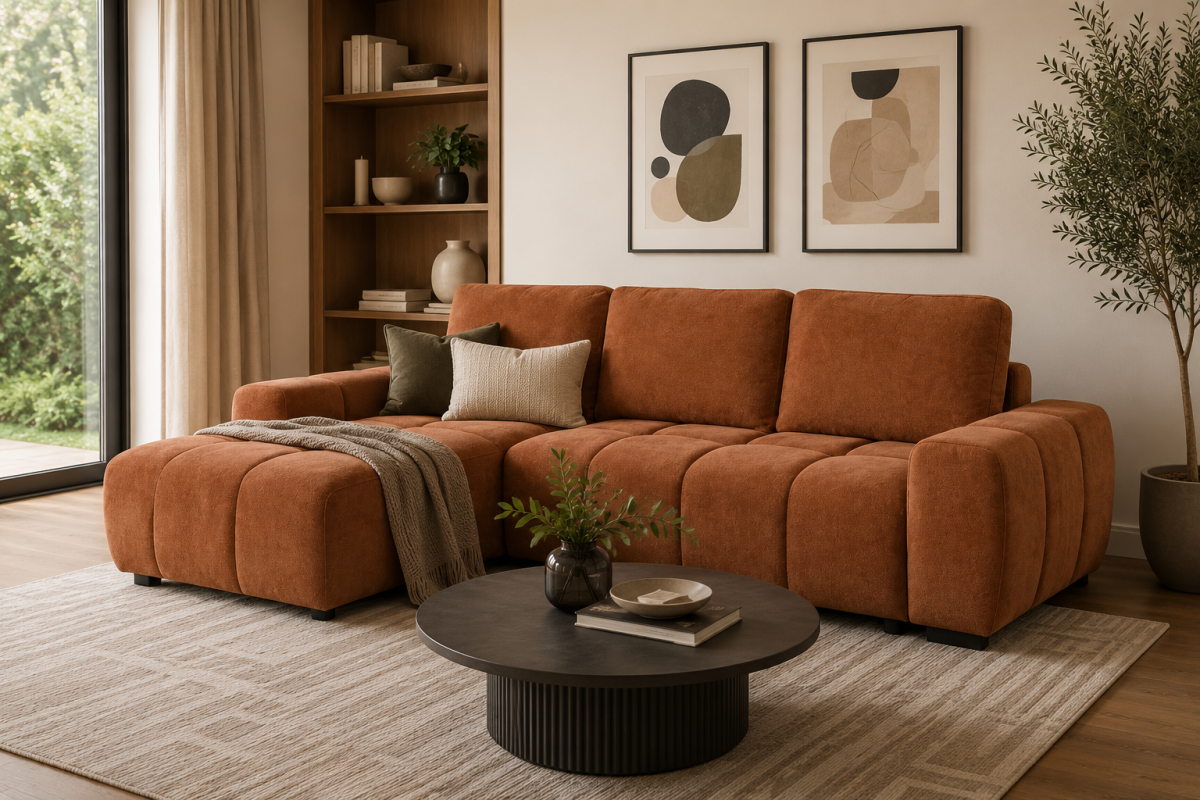 LHF SECTIONAL SLEEPER - BURNT ORANGE