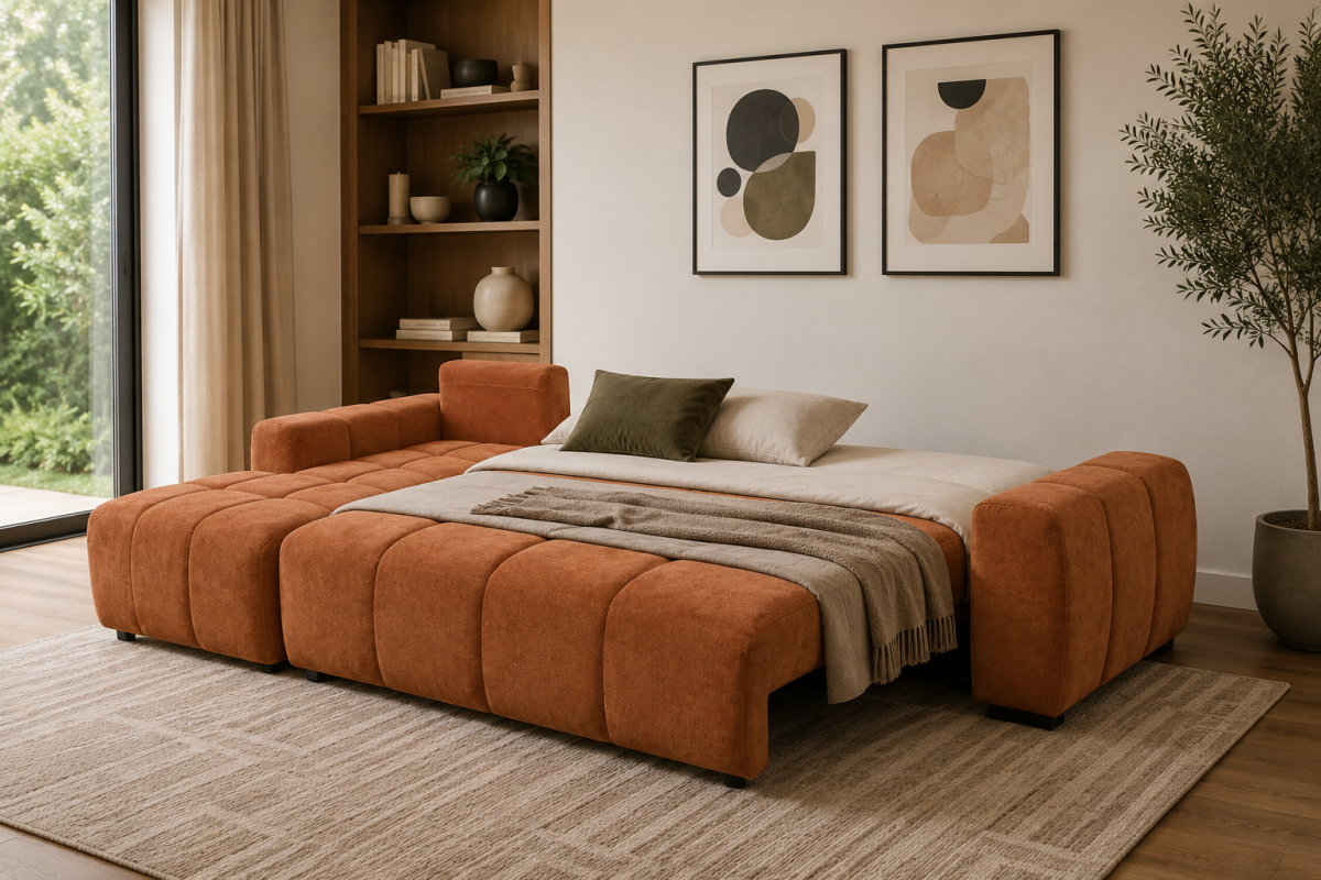 LHF SECTIONAL SLEEPER - BURNT ORANGE - Image 6