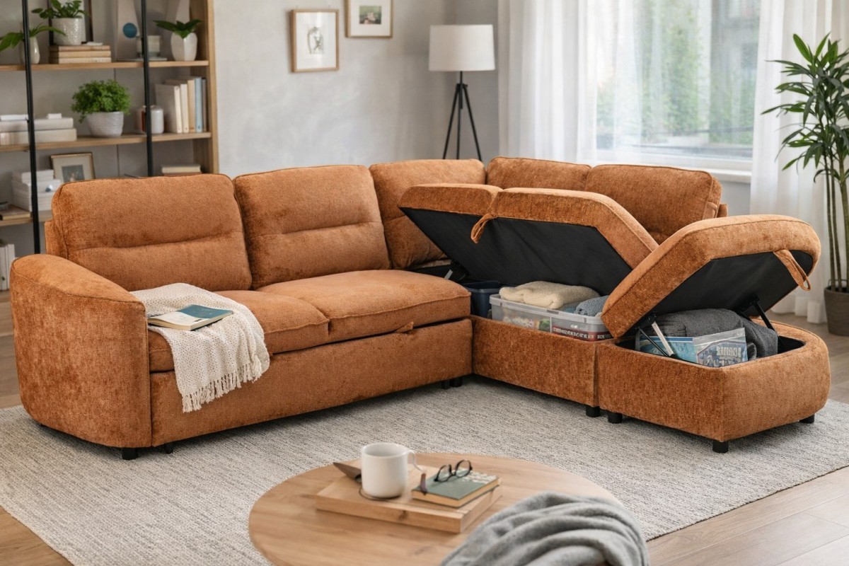RHF SECTIONAL SLEEPER - BURNT ORANGE - Image 5