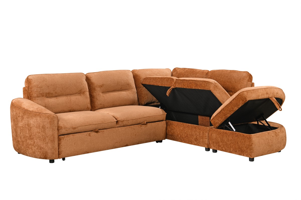 RHF SECTIONAL SLEEPER - BURNT ORANGE - Image 3