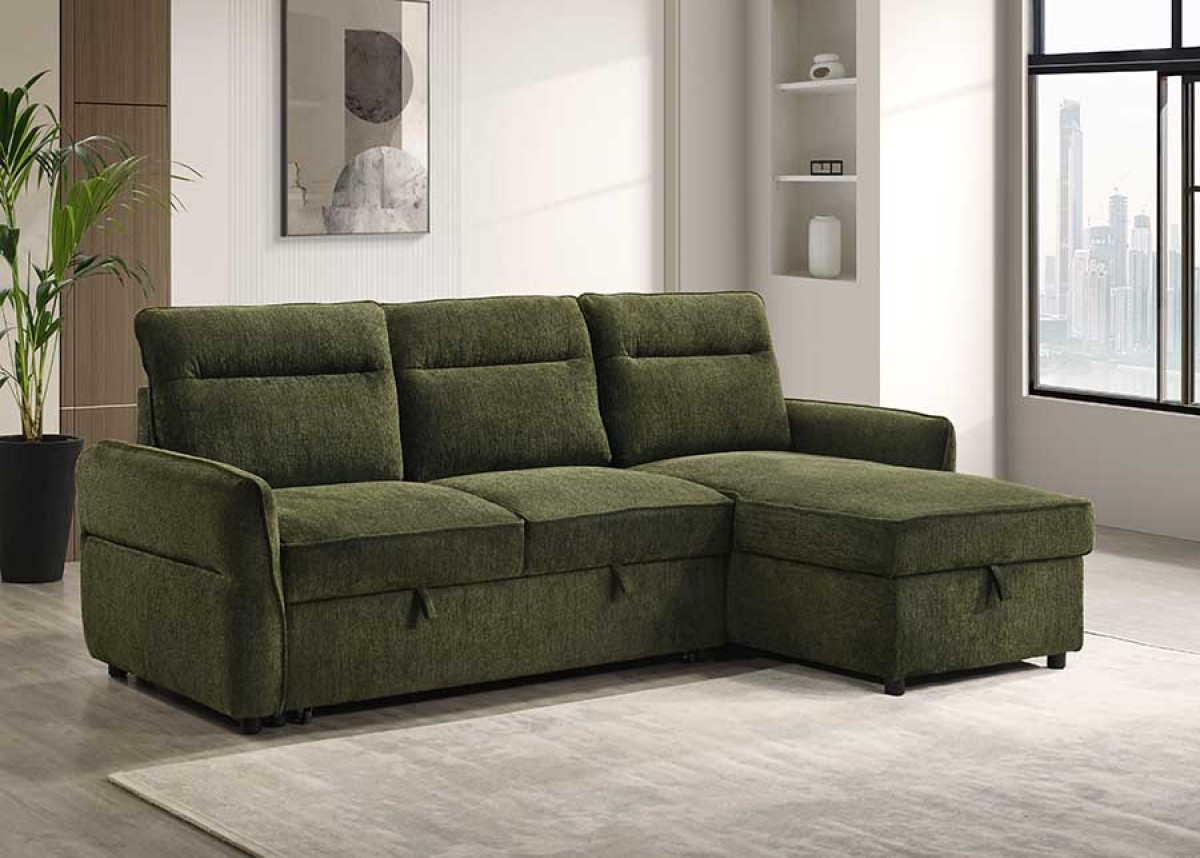 RHF SECTIONAL SLEEPER - GREEN