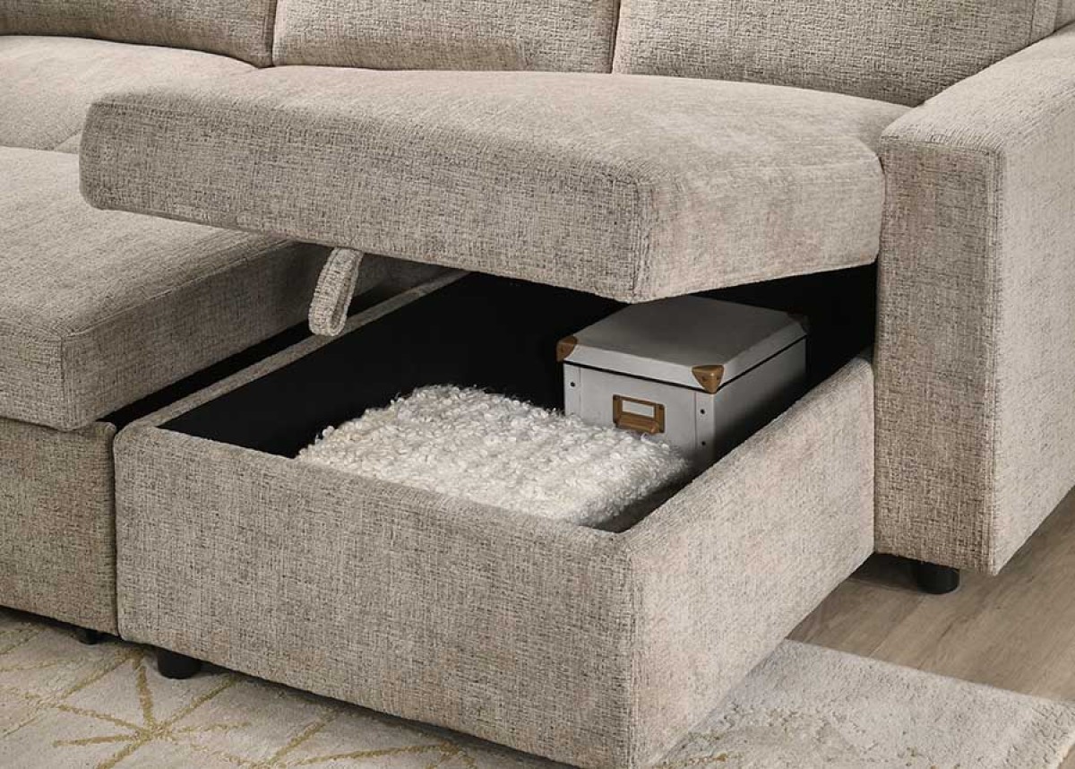 RHF SECTIONAL SLEEPER - TAUPE - Image 4