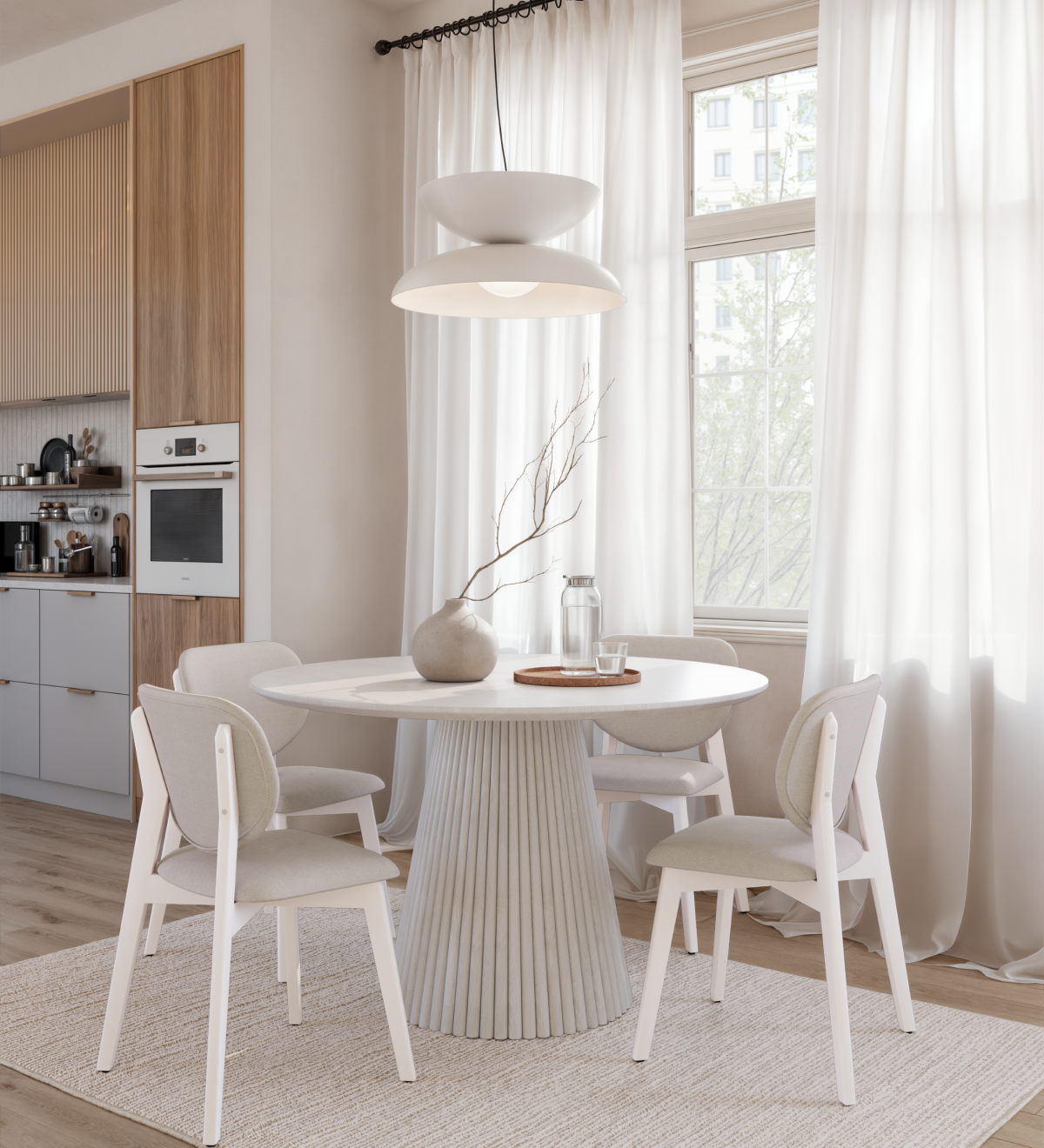 5-PIECE DINNG SET - WHITE WASH