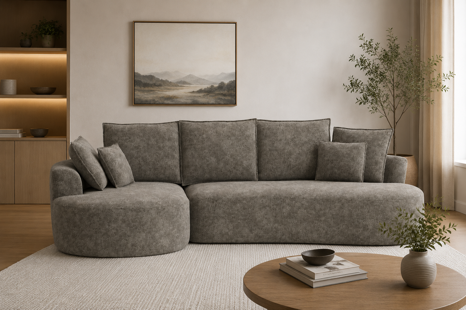 SECTIONAL COMPRESSION SOFA - BROWN