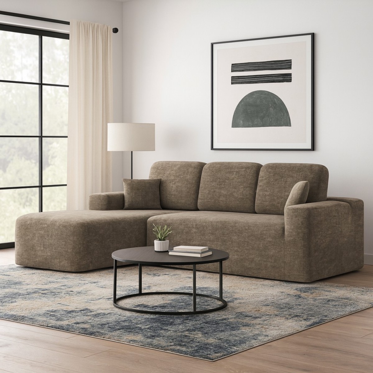 SECTIONAL COMPRESSION SOFA - TAUPE
